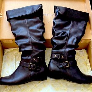 NEW G.H. Bass & Co. Katrina Leather Dark Brown Tall Boots (knee high), Size 8